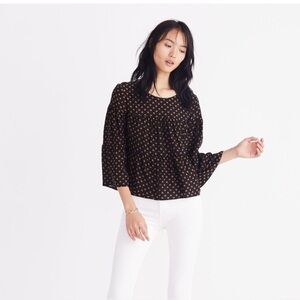 Madewell Silk Tiered Button-Back Top in Heart Flip Size Medium